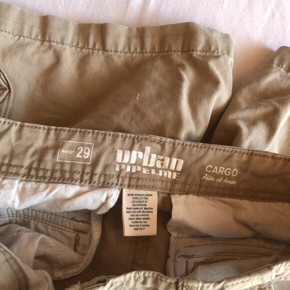 LOT of 2 Urban Pipeline Sz 29 Cargo Hits at Knee Shorts - Khaki & Gray - Picture 7 of 7